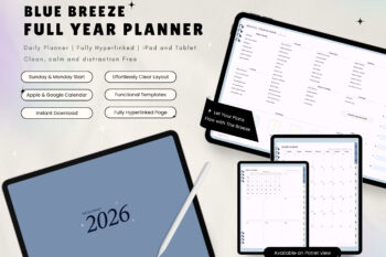 2026 Digital Planner for Goodnotes: Hyperlinked iPad Template (Digital Download)