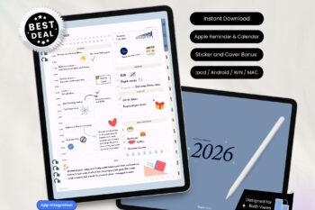 Ultimate 2026 Digital Planner - Blue Breeze Full Year Planner